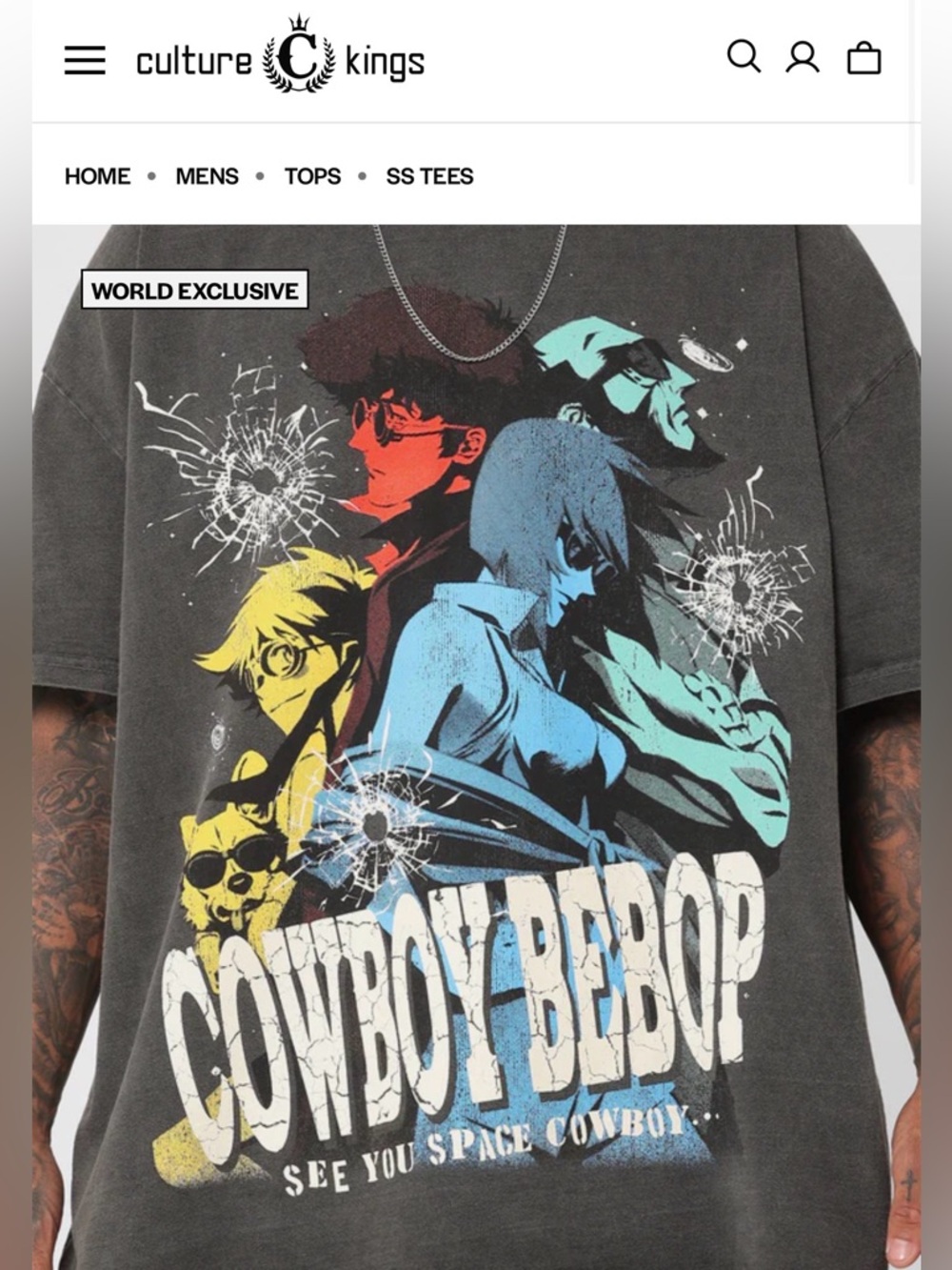 Culture Kings COWBOY BEBOP HEAVYWEIGHT VINTAGE T-SHIRT. Small. NWOT. Oversized.
